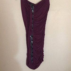 Wine colored elegant strapless dress bodycon